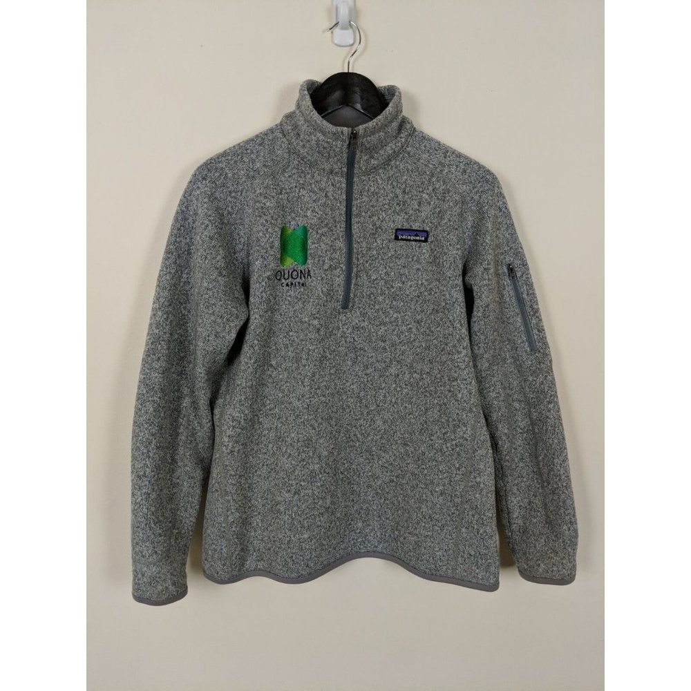 Patagonia Better Sweater Womens Large Gray 1/4 Zip Quona Capital Logo 25617